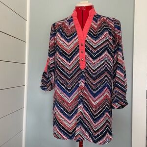 My Michelle Multicolored Split-Neck Tunic Sz S